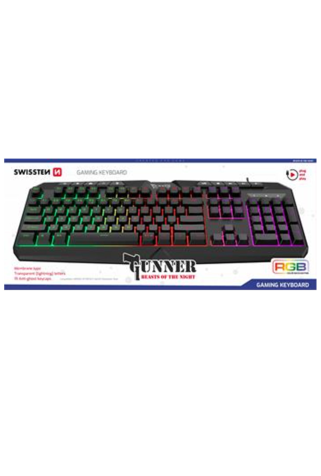 Swissten Gunner Gaming Keyboard - 59107210 - Black
SWISS33168